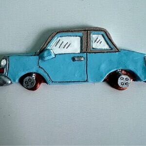 Model Car Blue Paperweight Sculpture Retro vintage Handmade